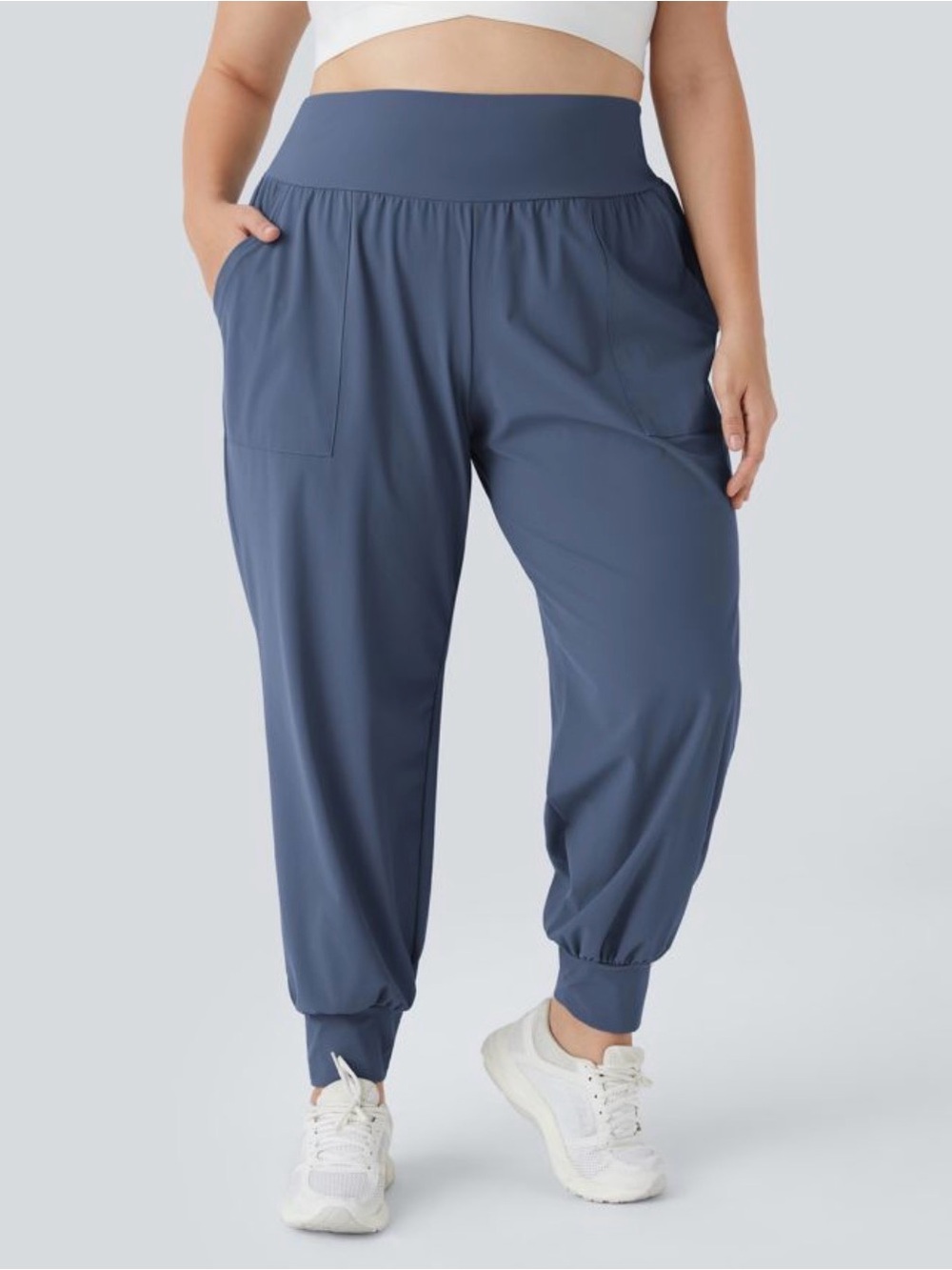 {EUC} HALARA High Waisted Plain Pocket Yoga Joggers L Gray